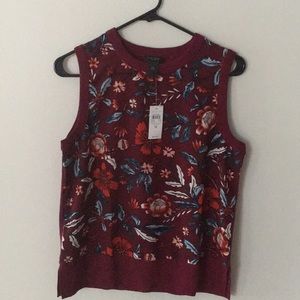 Ann Taylor burgundy floral sleeveless top